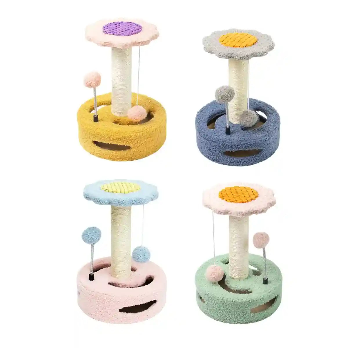 Flower Cat Climbing Frame with Trackball and Scratching Post