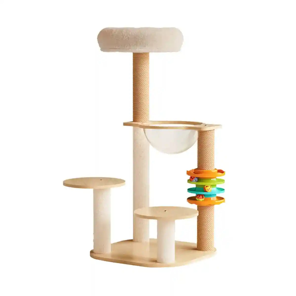 Multifunctional Cat Climbing Frame with Capsule Bed and Turntable Toys