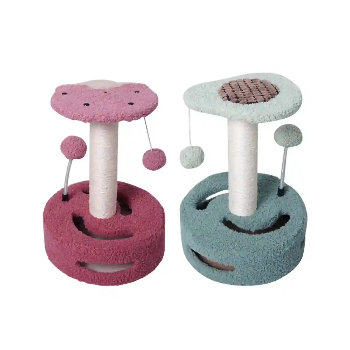 Fruit-Themed Cat Scratching Post with Toy Ball and Plush Base