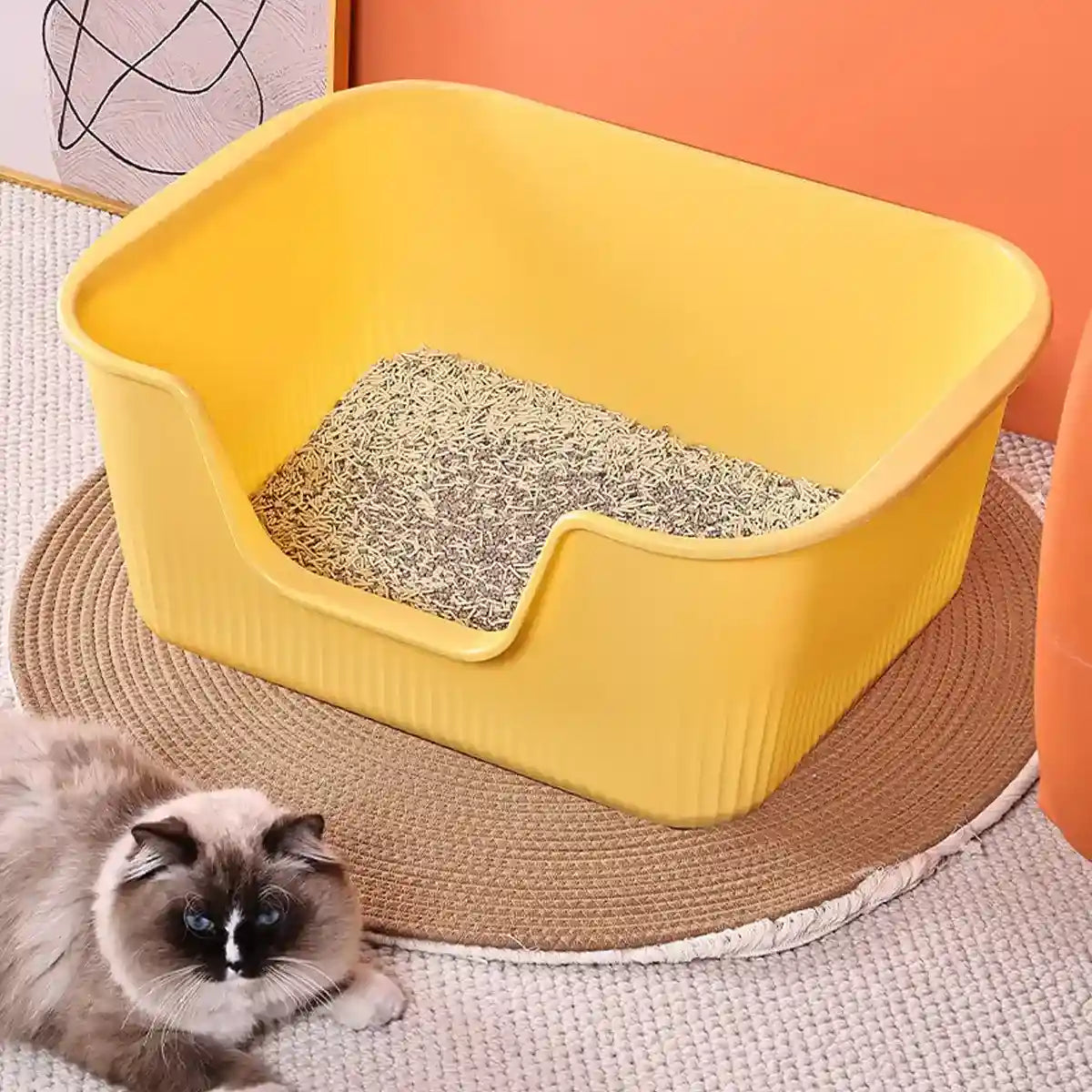 Semi-Enclosed Large Cat Litter Box for Multiple Cats Up to 15kg