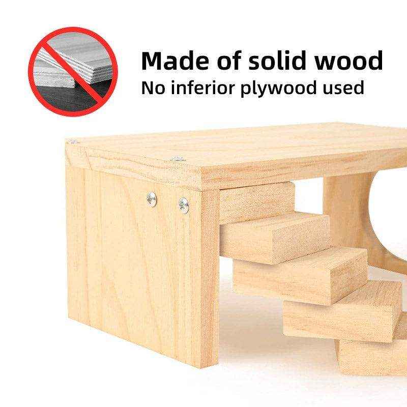 Interactive Wooden Climbing Toy with Hamster Platform and Hideout