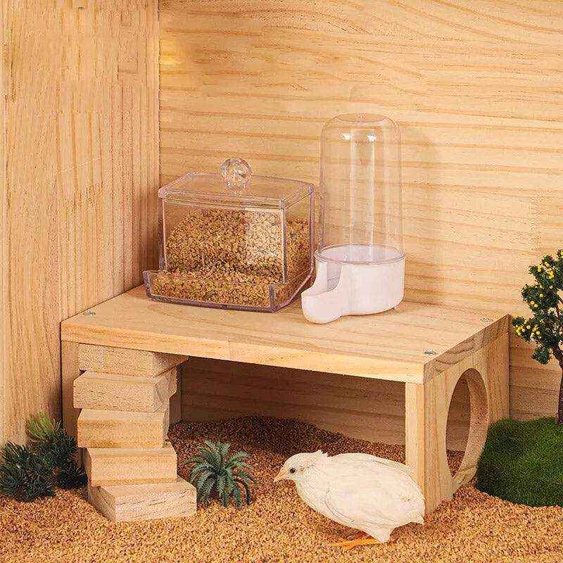 Interactive Wooden Climbing Toy with Hamster Platform and Hideout