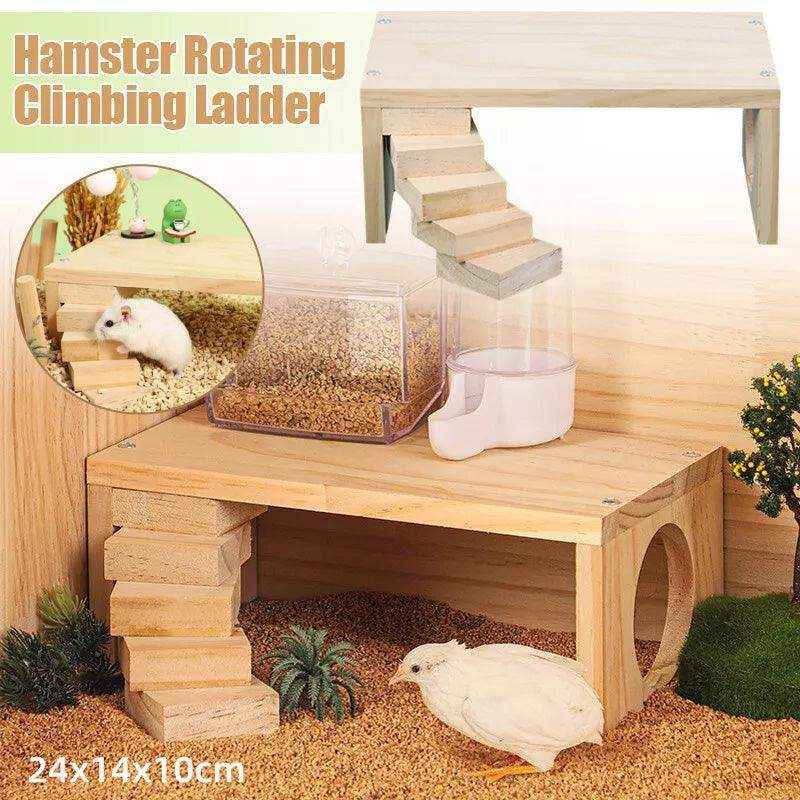 Interactive Wooden Climbing Toy with Hamster Platform and Hideout