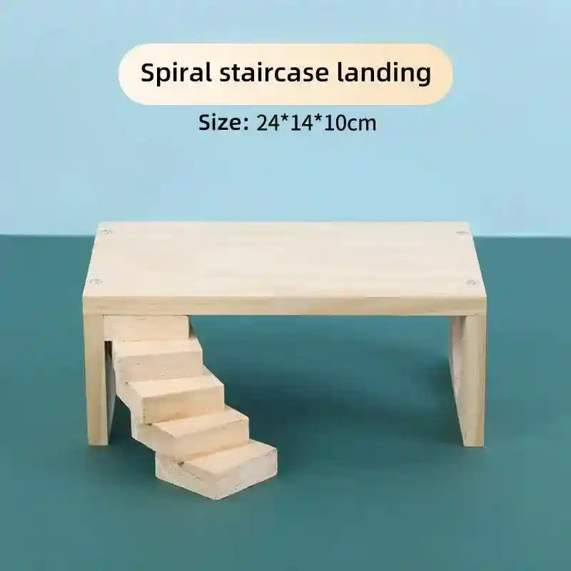 Interactive Wooden Climbing Toy with Hamster Platform and Hideout