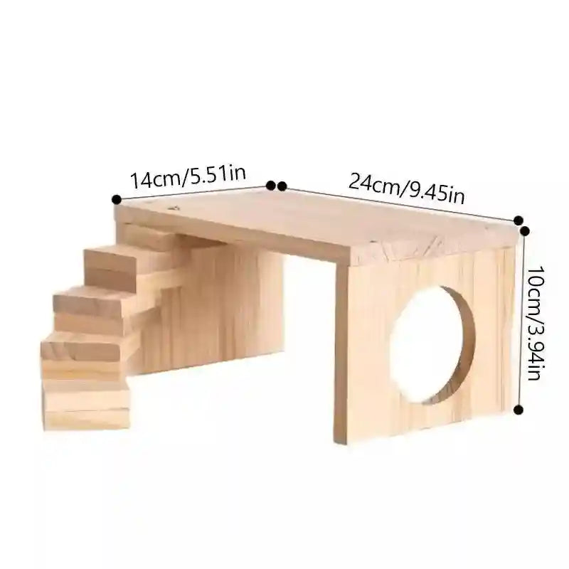 Interactive Wooden Climbing Toy with Hamster Platform and Hideout