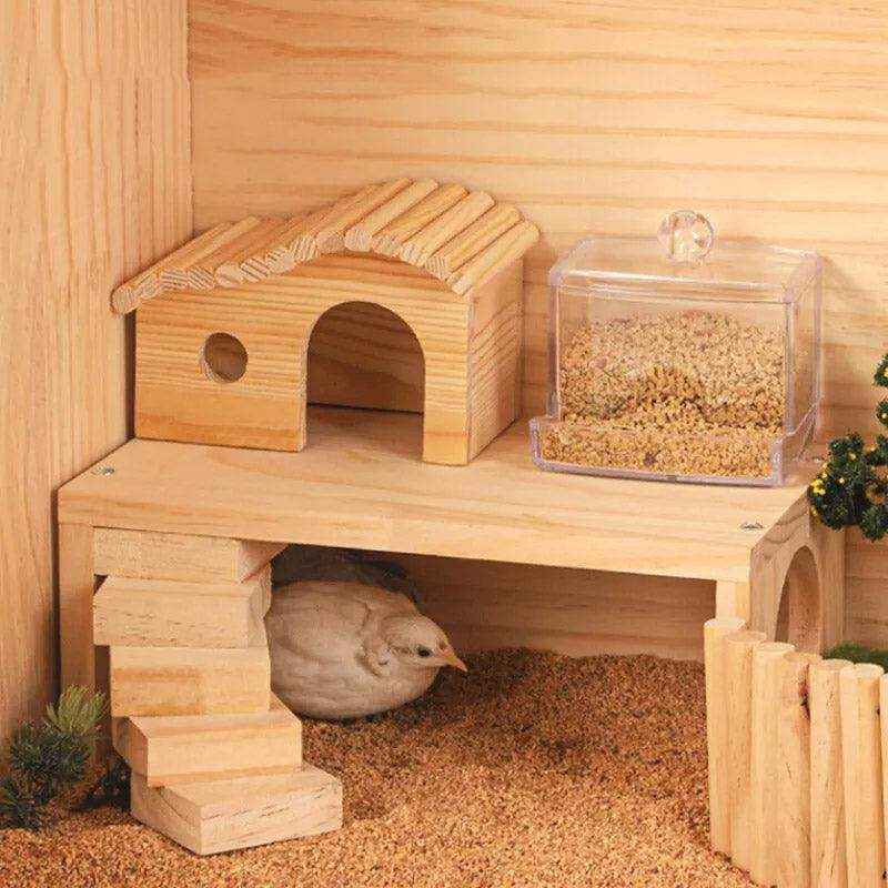 Interactive Wooden Climbing Toy with Hamster Platform and Hideout