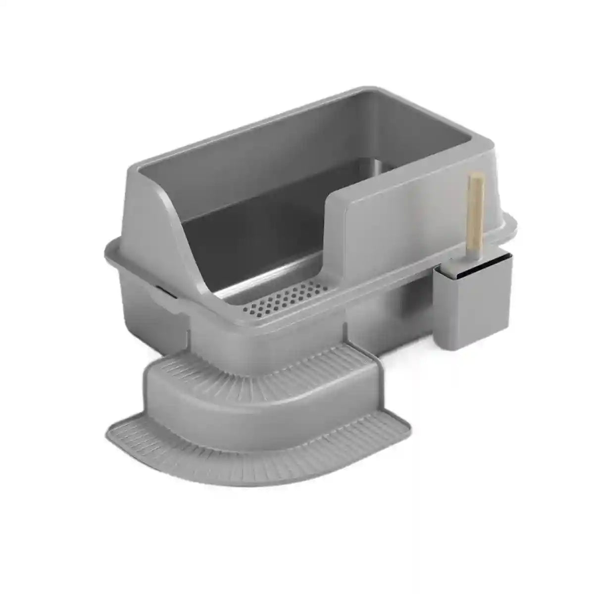Raised Edge Cat Litter Box with Step Design for Easy Access