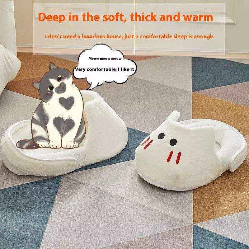 Cute Pet Bed for Cats & Small Dogs Cozy Washable Nest