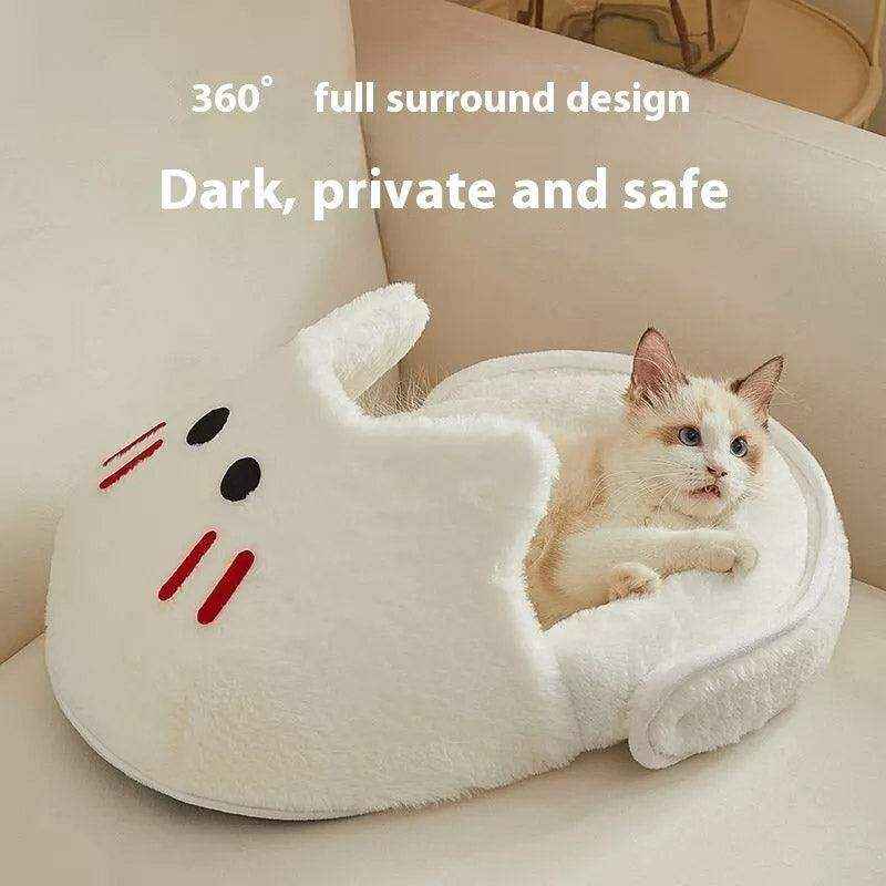 Cute Pet Bed for Cats & Small Dogs Cozy Washable Nest