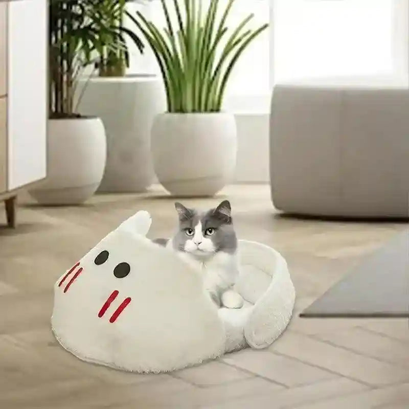 Cute Pet Bed for Cats & Small Dogs Cozy Washable Nest