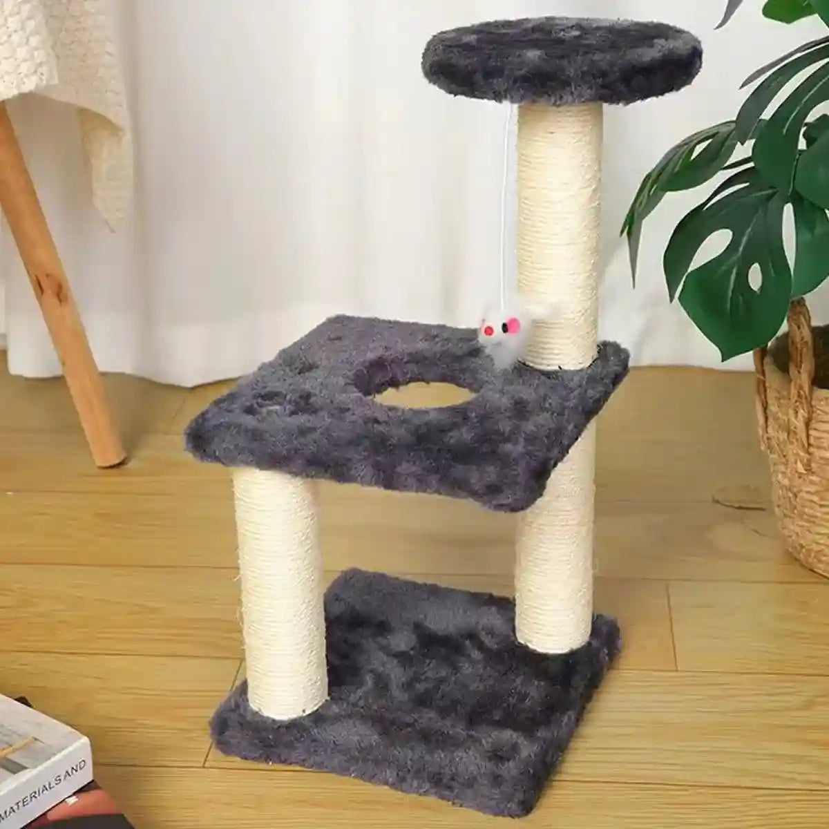 Compact Cat Climbing Post with Sisal and Hanging Toy for Kittens