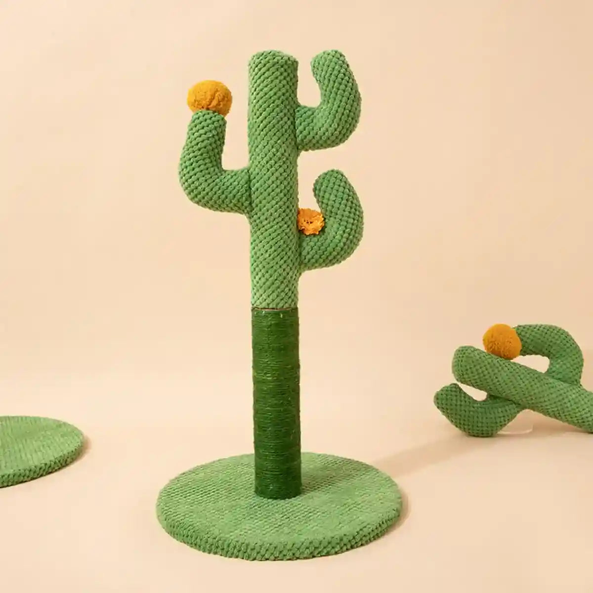 Cactus Cat Scratching Post with Sisal and Corduroy Fabric