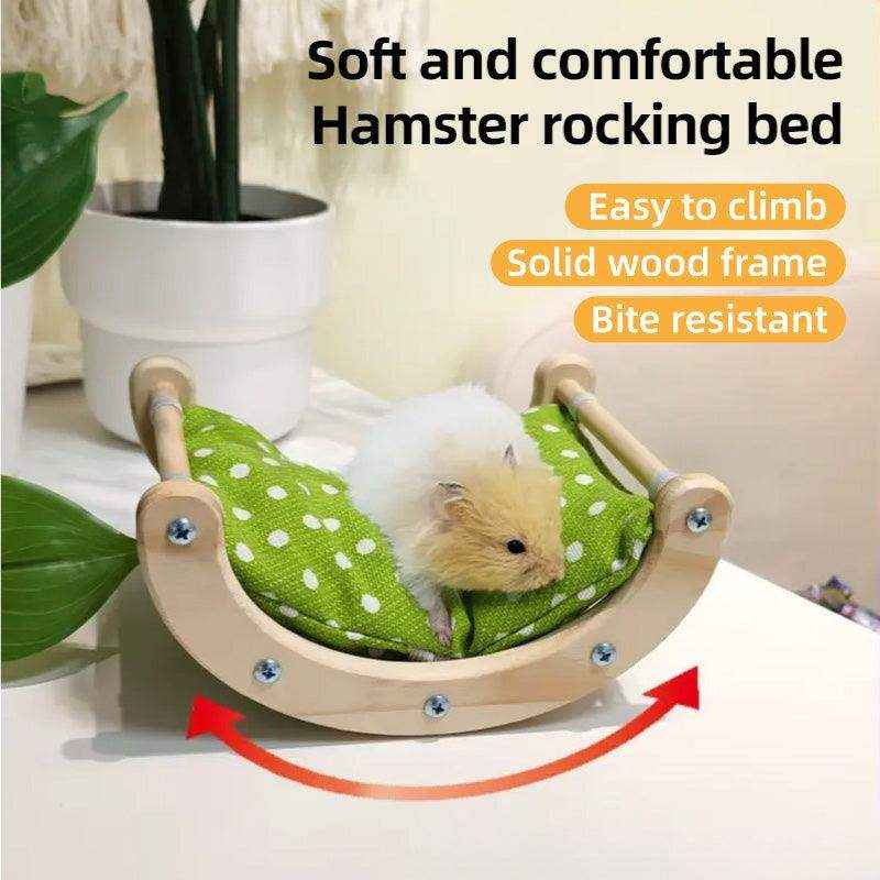 Wooden small pet bed rocking hammock for hamsters