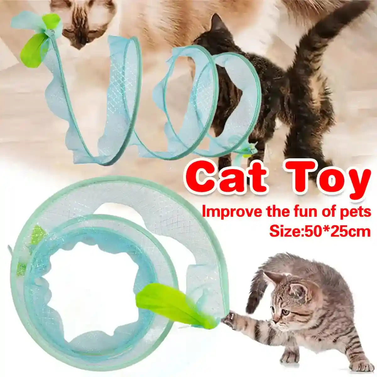 Interactive S-Shaped Cat Tunnel Toy for Indoor Play and Exercise