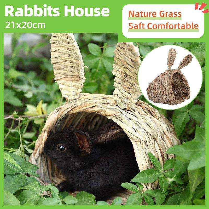 Natural Grass Rabbit House Hideout for Small Pets