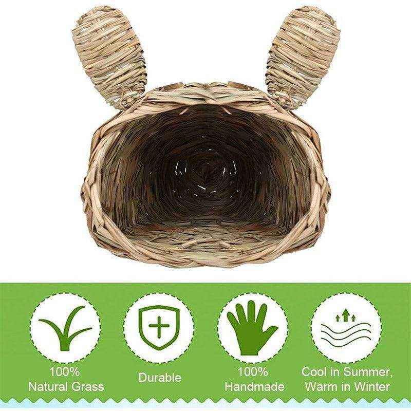 Natural Grass Rabbit House Hideout for Small Pets