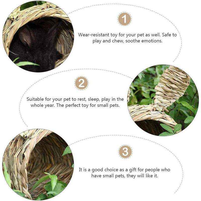 Natural Grass Rabbit House Hideout for Small Pets