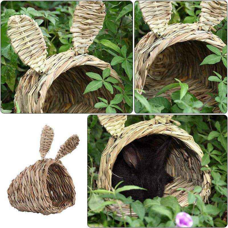 Natural Grass Rabbit House Hideout for Small Pets