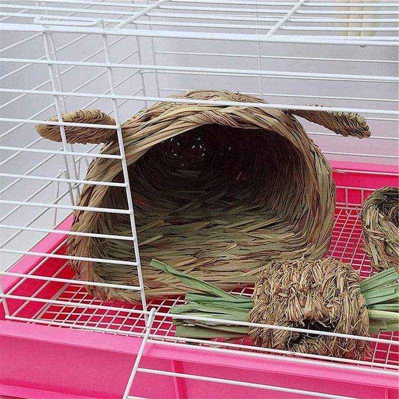 Natural Grass Rabbit House Hideout for Small Pets