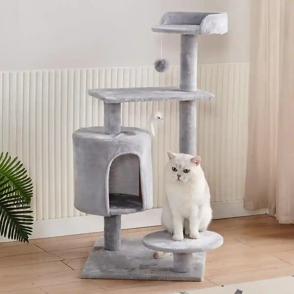 Multi-Level Cat Climbing Frame with Condo and Sisal Scratching Post
