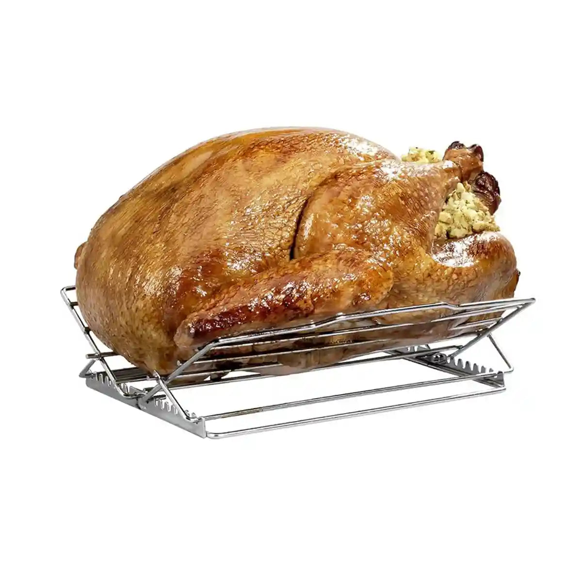 Adjustable Stainless Steel Roast Rack Foldable BBQ Holder