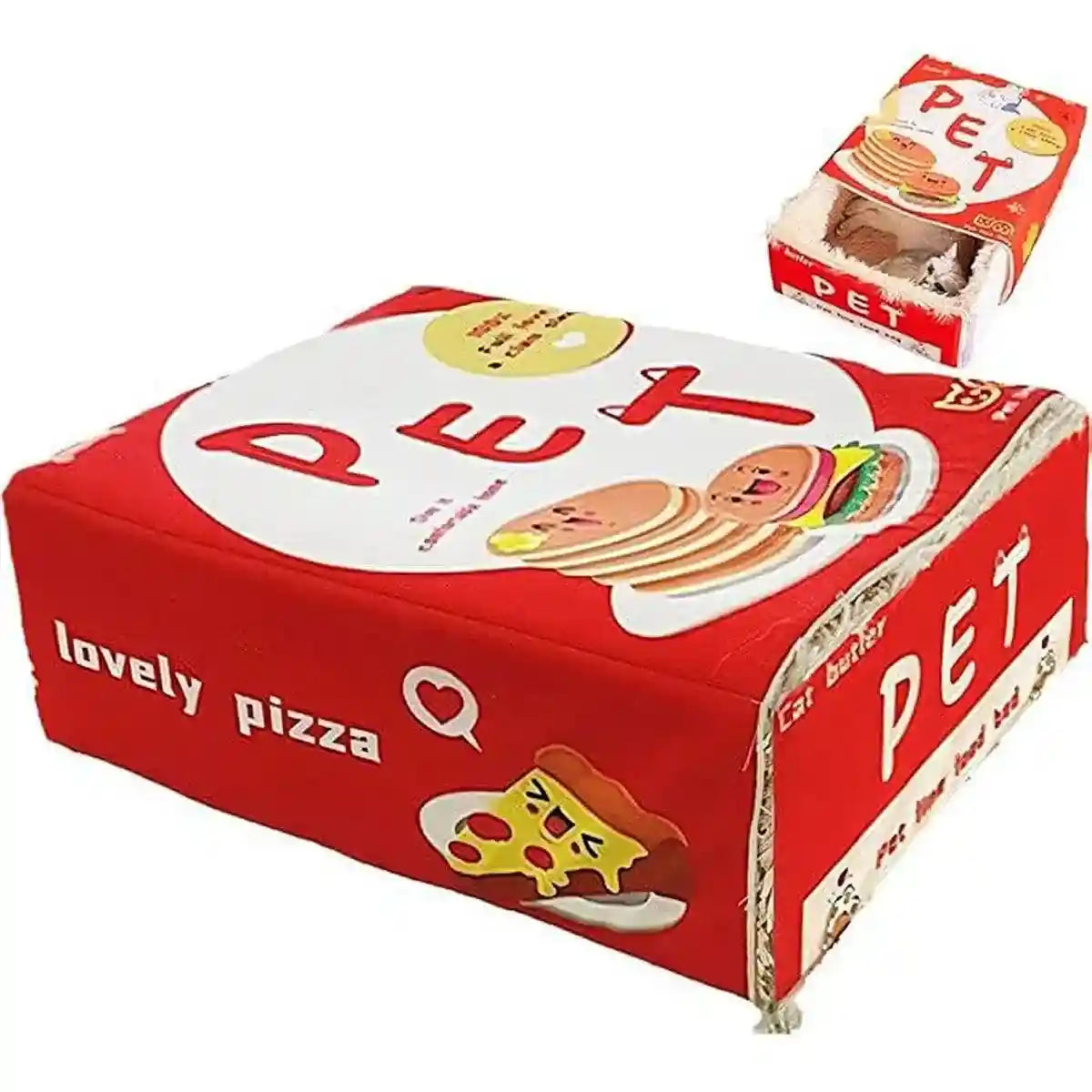 Snack-Themed Plush Cat Bed Cozy Rectangular Pet Sleeping Nest