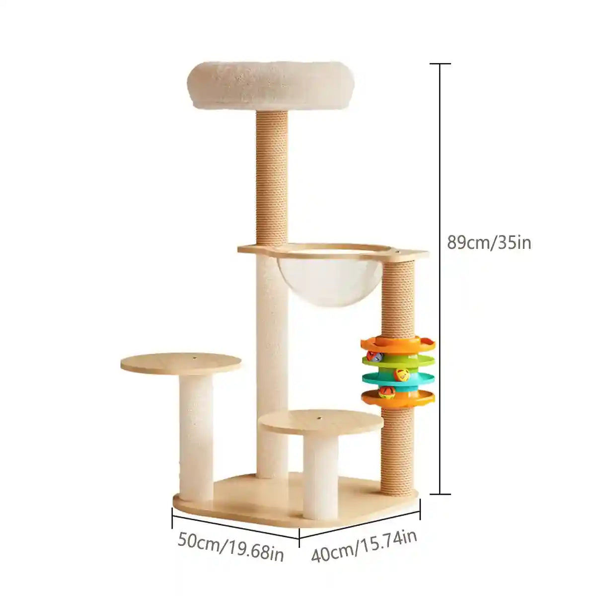 Multifunctional Cat Climbing Frame with Capsule Bed and Turntable Toys