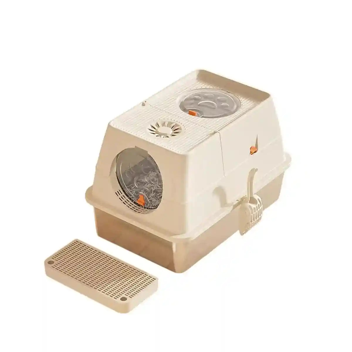 Large Fully Enclosed Stainless Steel Cat Litter Box 60×40×39cm