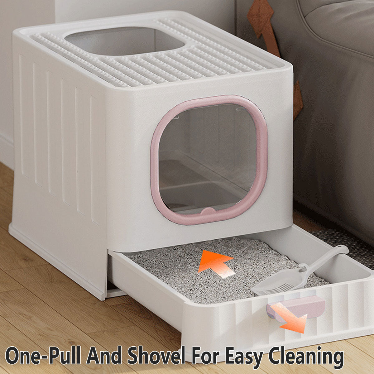 Enclosed Cat Litter Box With Pull-Out Tray