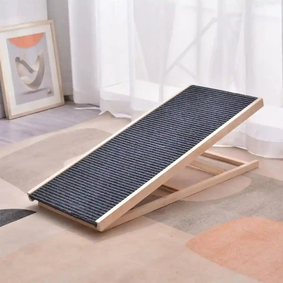 Adjustable Dog Ramp for Small Dogs Wooden Ramp with Non-Slip Surface