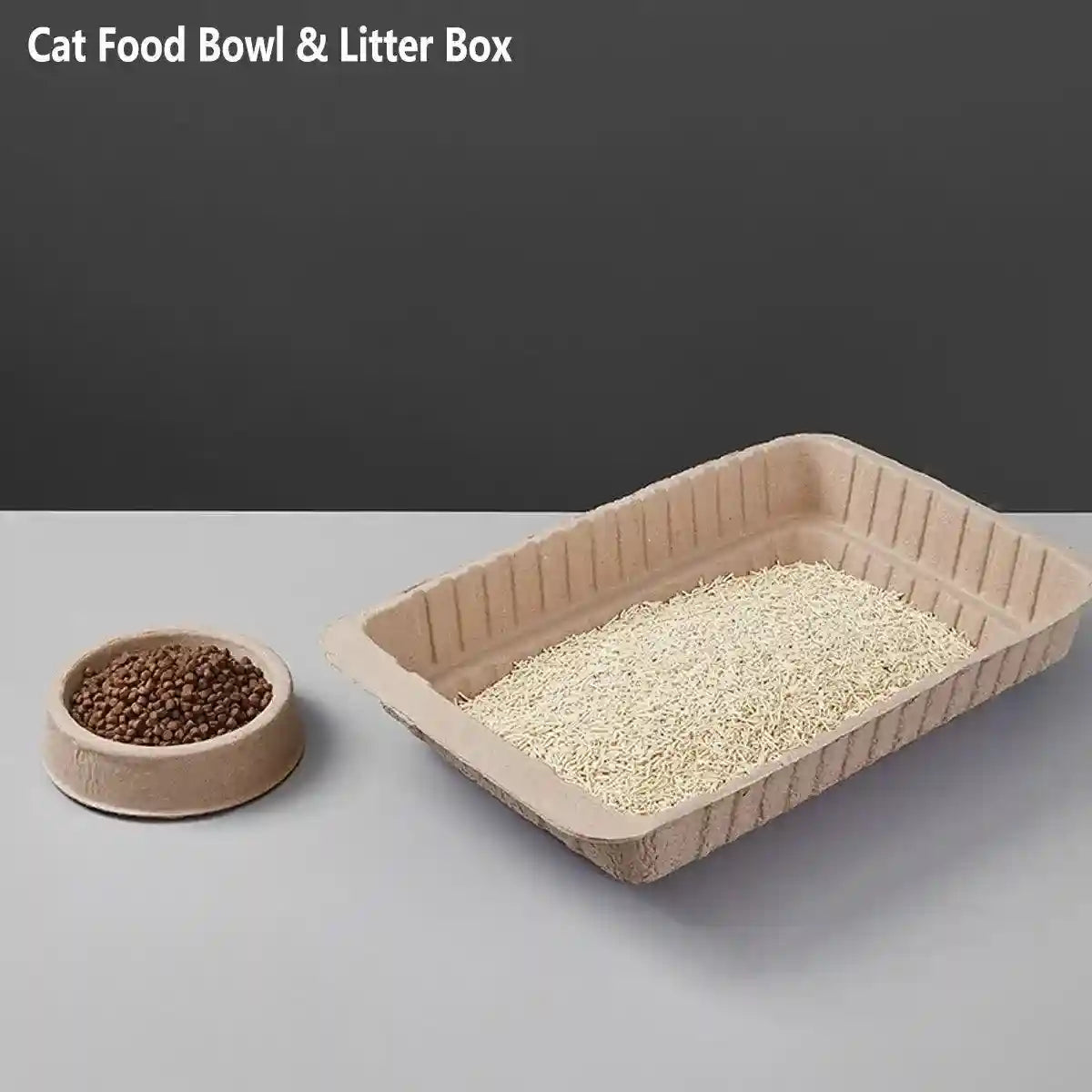Eco-Friendly Cat Set with Disposable Litter Tray and Feeding Bowls