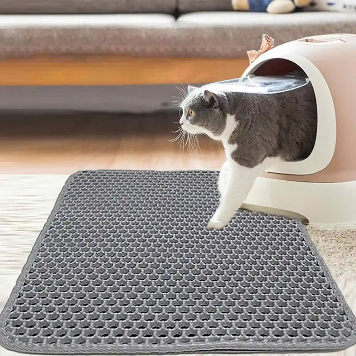 Honeycomb Cat Litter Mat Waterproof Trapping Pad for Easy Cleaning