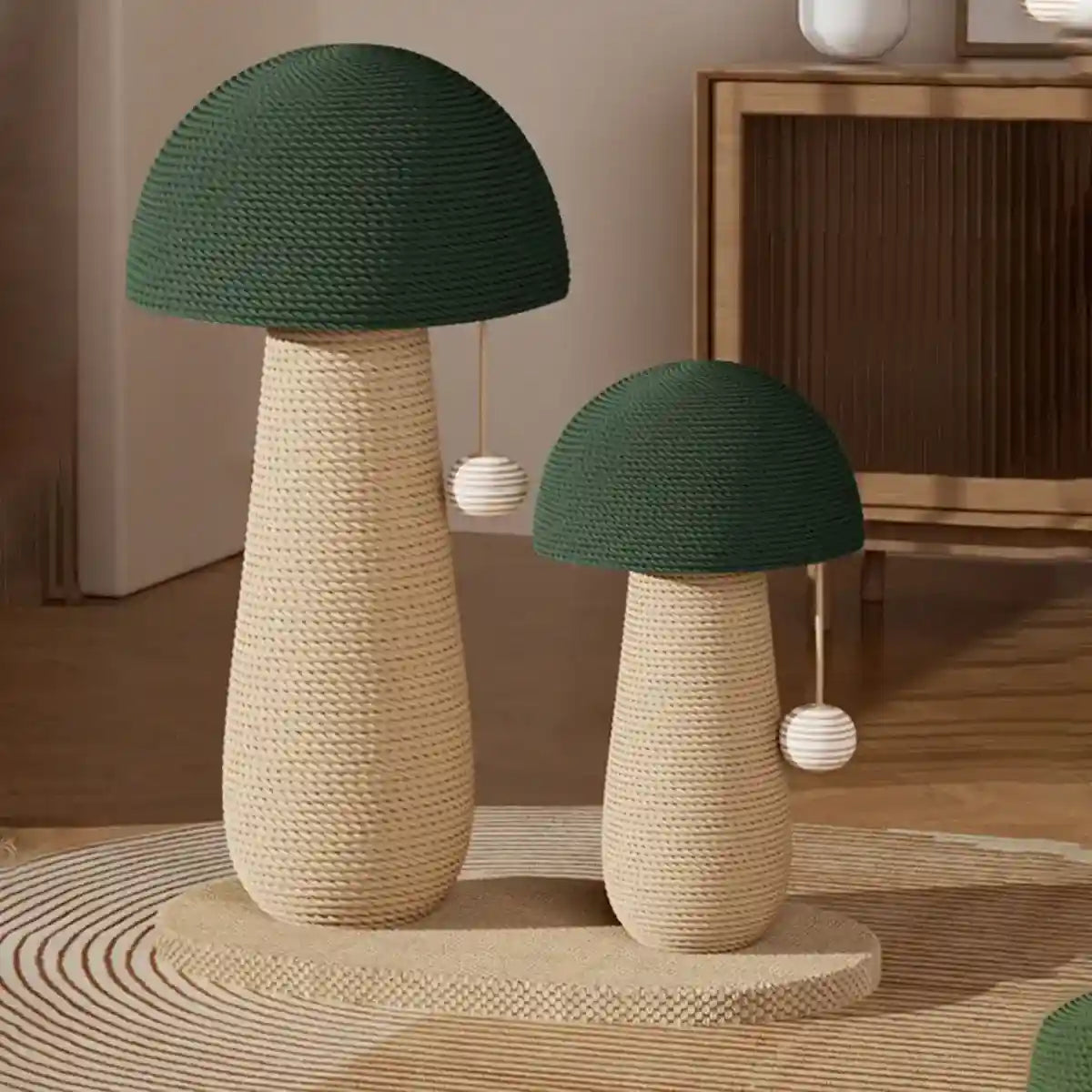 Mushroom Cat Scratching Post with Sisal Rope and Hanging Toy
