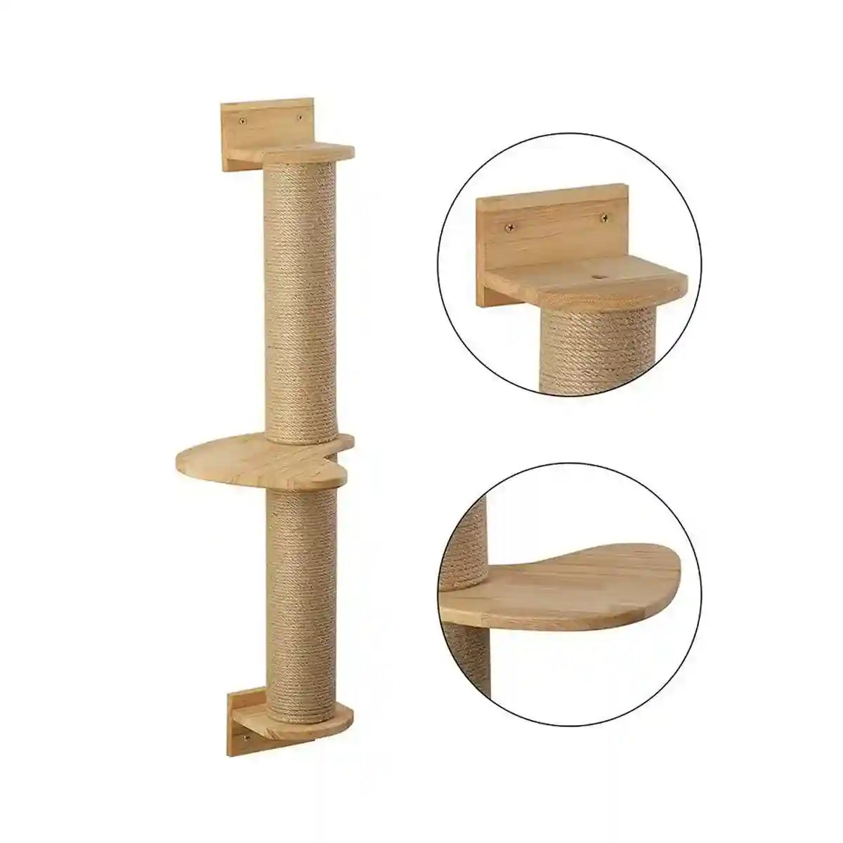 Wall-Mounted Cat Climbing Post with Rotatable Step Platform