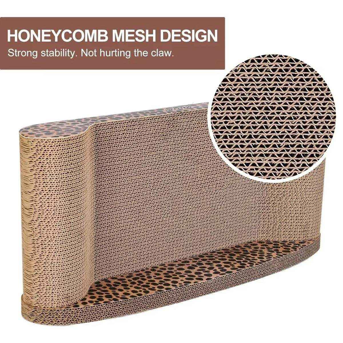 Leopard Print Sofa Lounge with Curved Cat Scratching Pad Surface