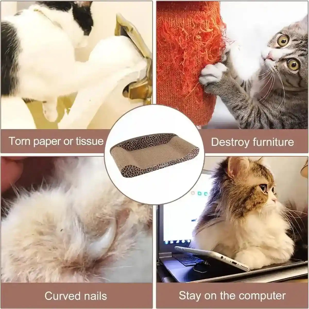 Leopard Print Sofa Lounge with Curved Cat Scratching Pad Surface