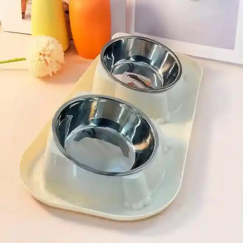 15° Tilted Double Stainless Steel Cat Bowl