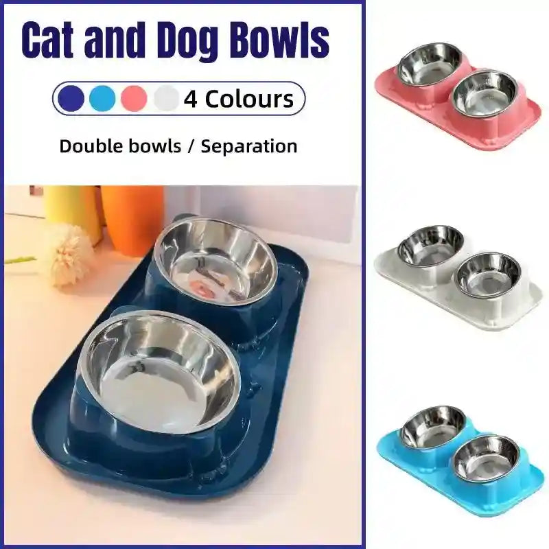 Tilted stainless steel cat bowls with ergonomic design