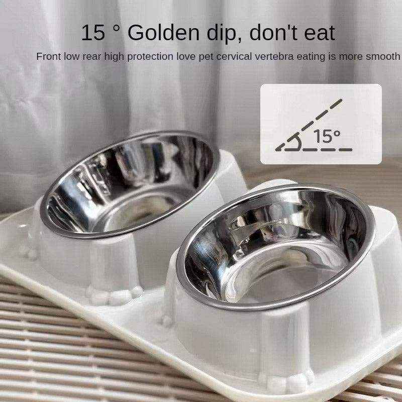 15° Tilted Double Stainless Steel Cat Bowl