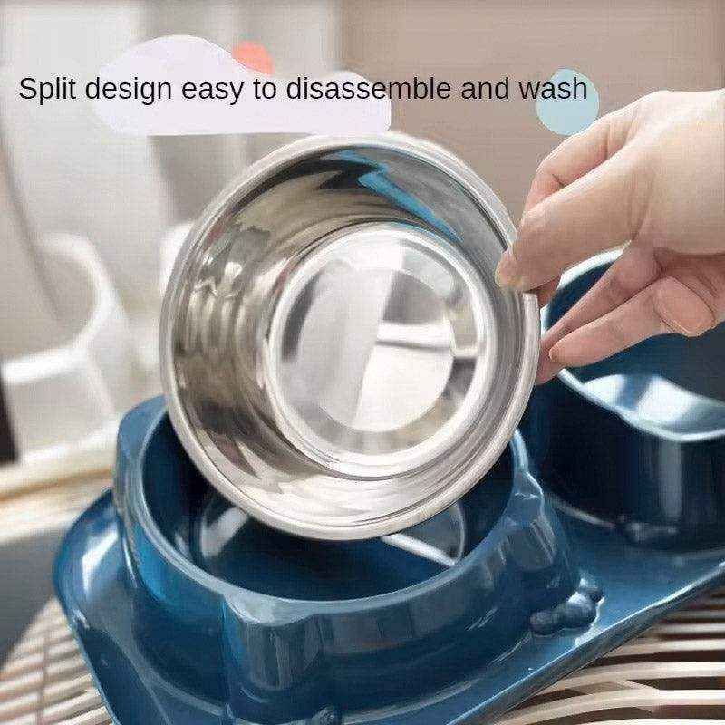 15° Tilted Double Stainless Steel Cat Bowl