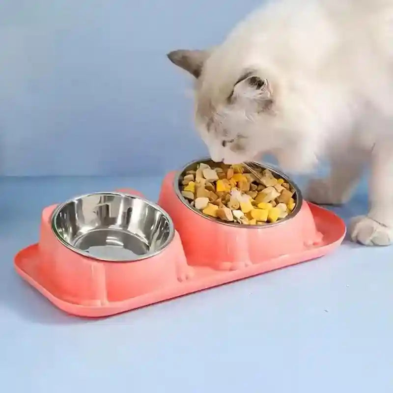 15° Tilted Double Stainless Steel Cat Bowl