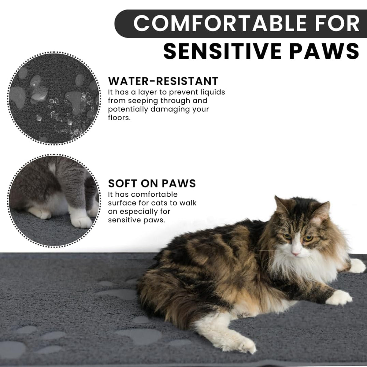Pet Food Mat 2PCS Paw Print Design Non Slip Floor Feeding Mat for Dogs and Cats