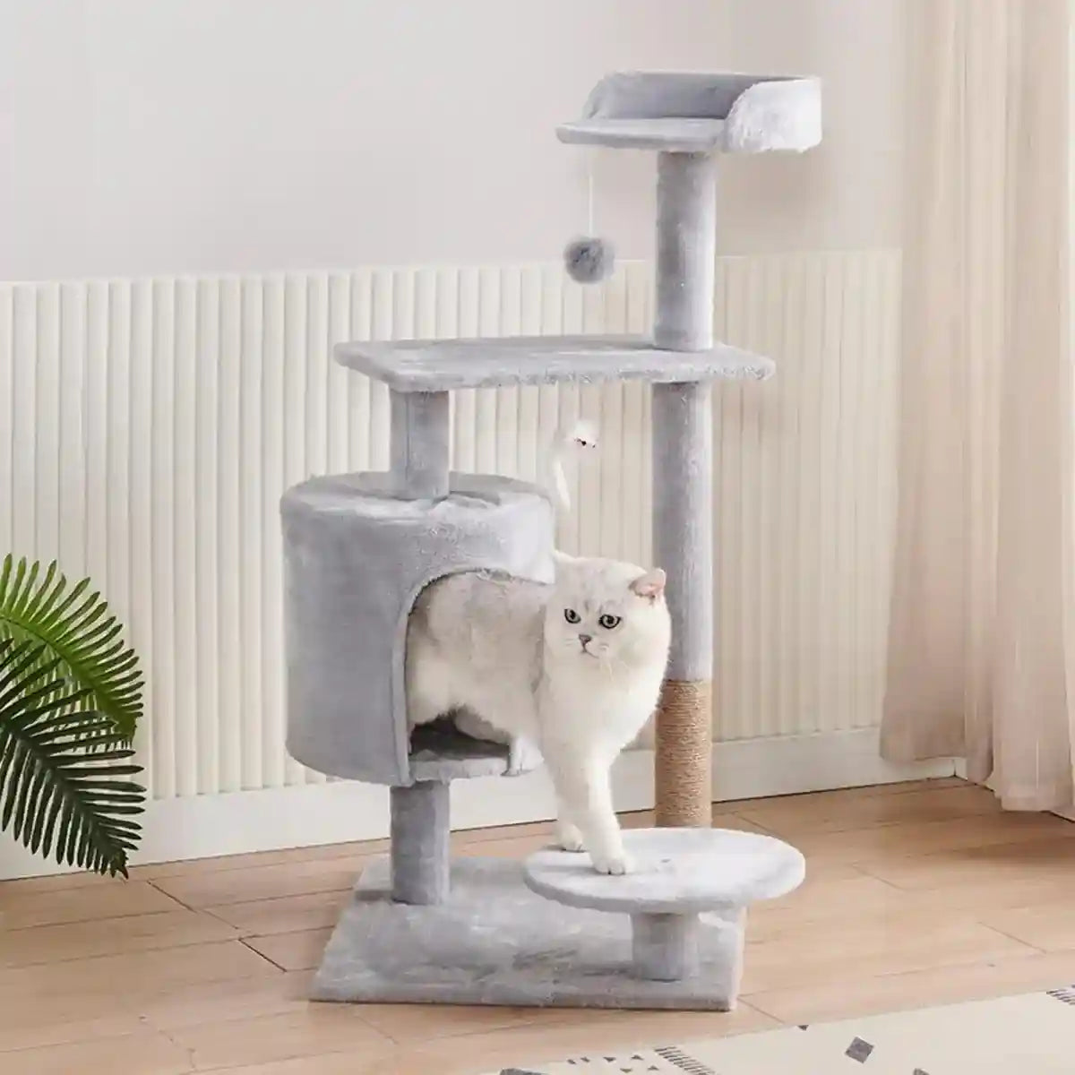 Multi-Level Cat Climbing Frame with Condo and Sisal Scratching Post