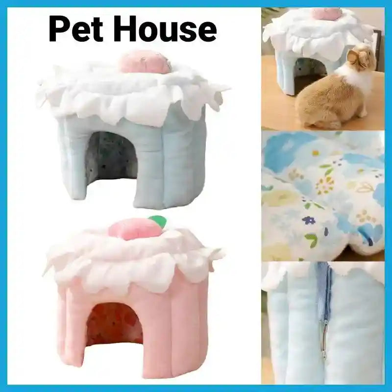Plush Rabbit House Cake Design Soft Burrow Bed for Small Pets