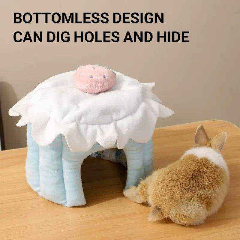 Plush Rabbit House Cake Design Soft Burrow Bed for Small Pets