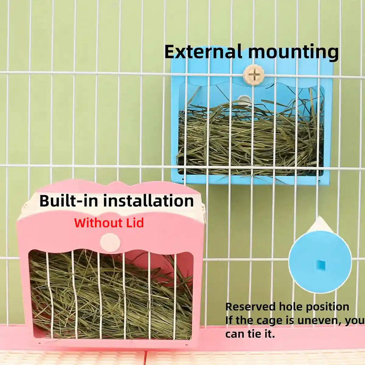 Large Capacity Hay Feeder For Rabbits Steel Mesh Design 25x21x13cm