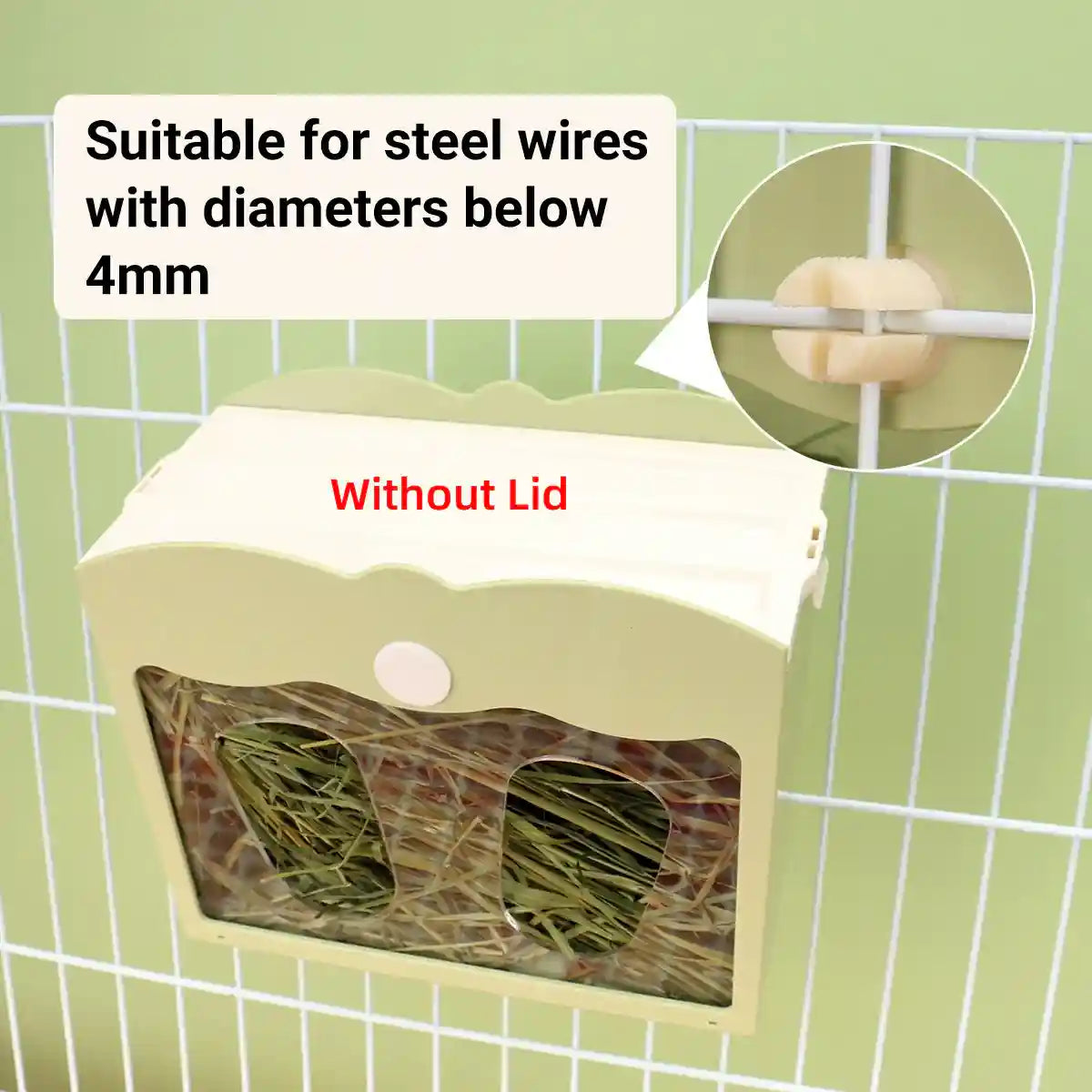 Large Capacity Hay Feeder For Rabbits Steel Mesh Design 25x21x13cm