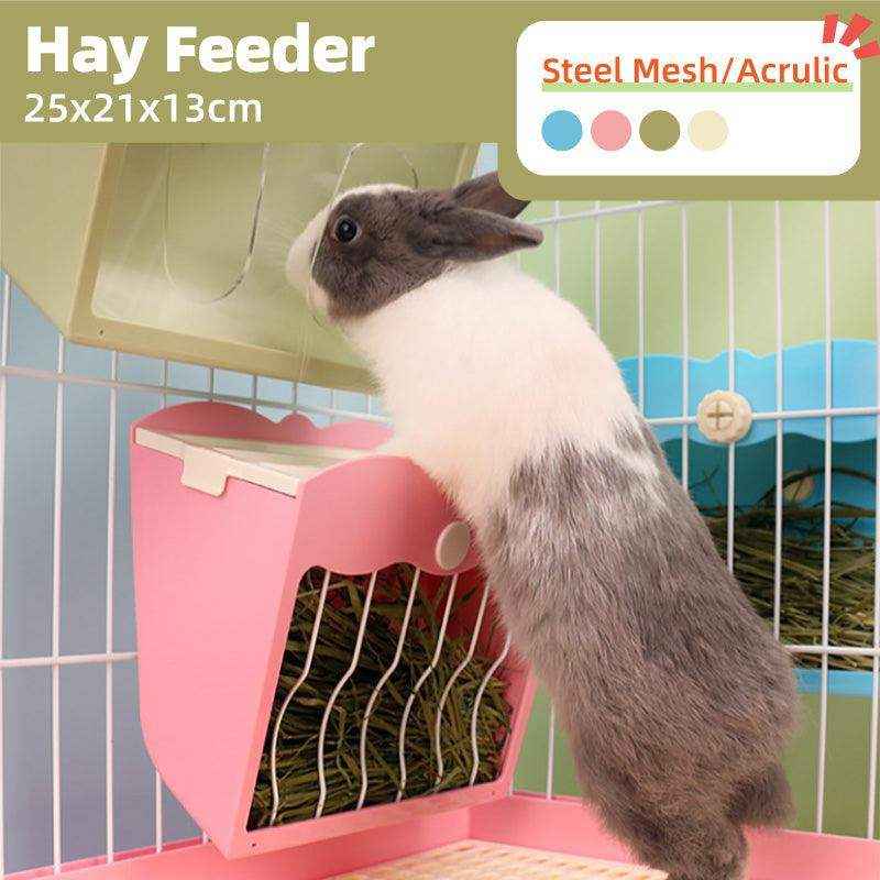 Large capacity hay feeder for rabbits and guinea pigs