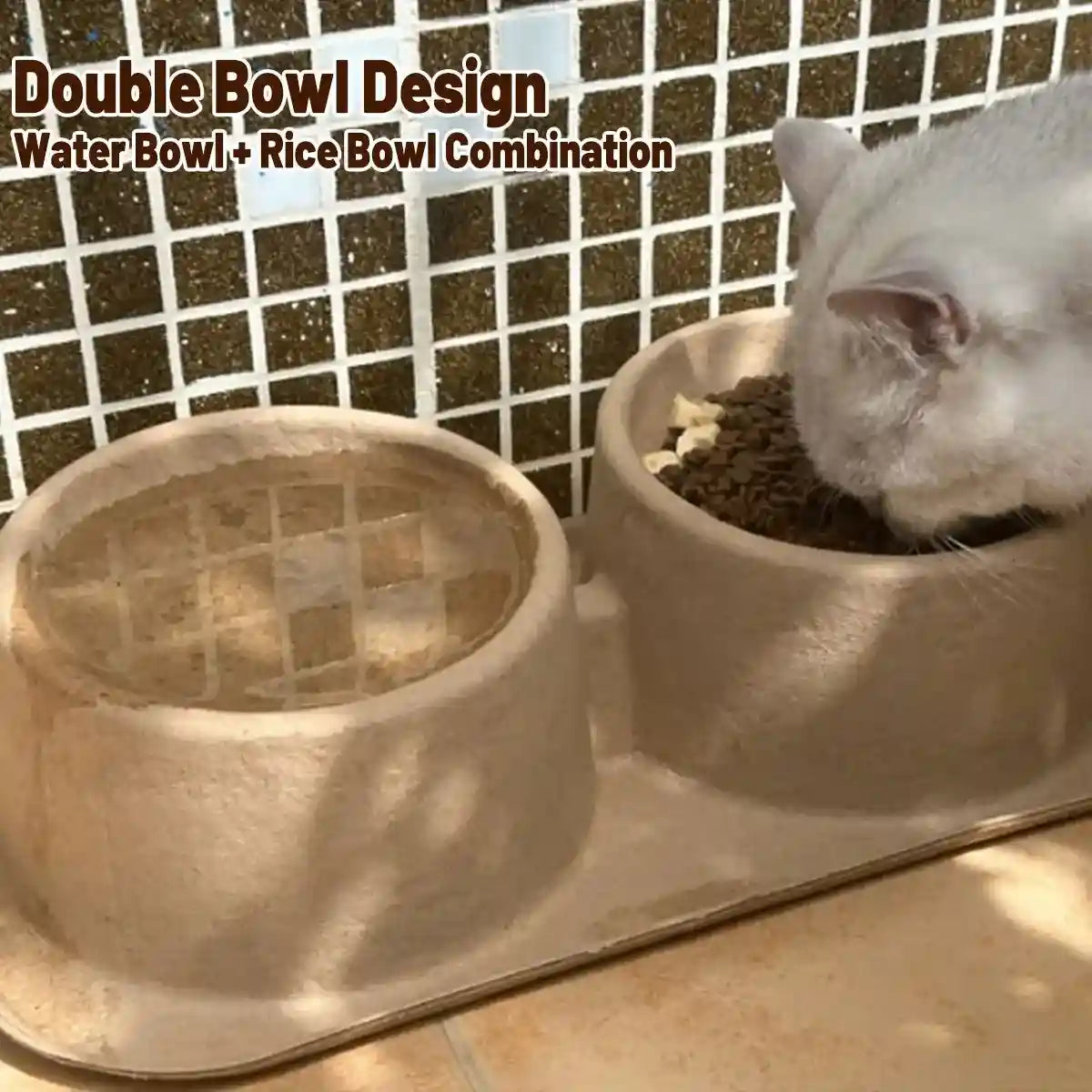 10PCS Disposable Pet Double Bowl Set Biodegradable with Tilt Design