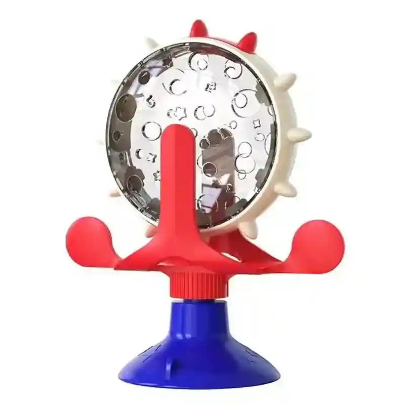 Rotating Cat Treat Dispenser Toy with Suction Cups